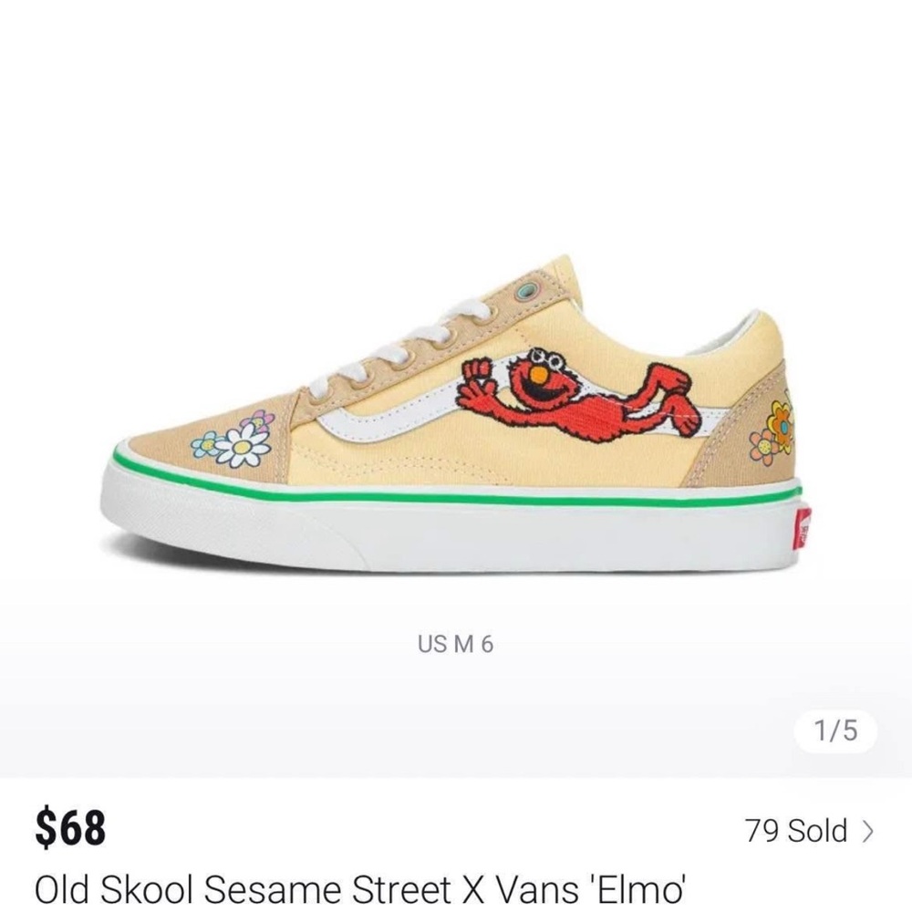 Vans Old Skool Sesame Street Elmo shoes…
Size M (Youth) 4.5 / W 6.0